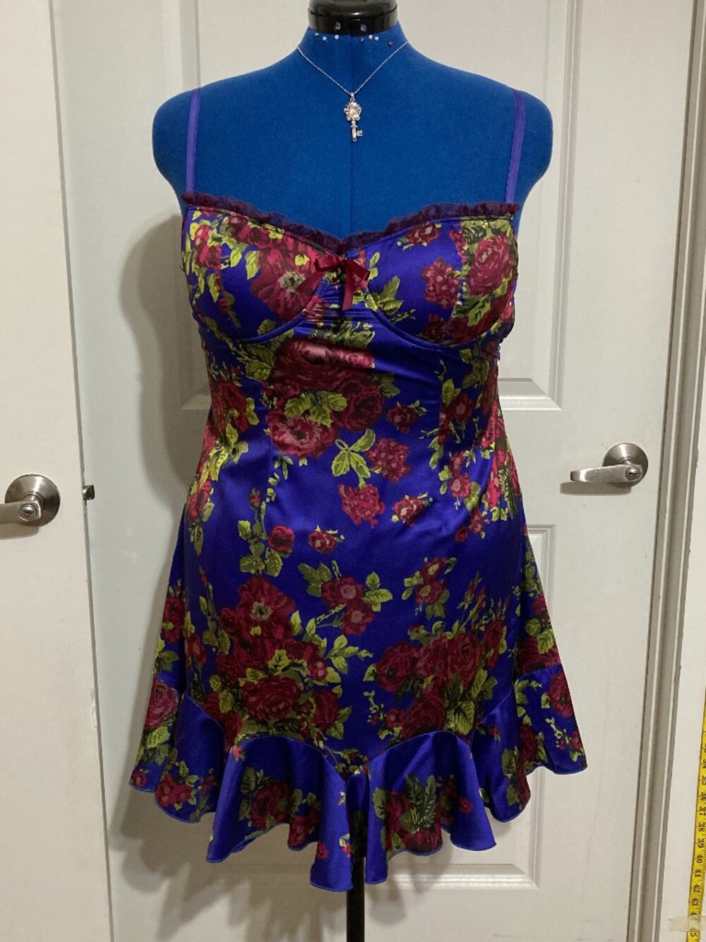 Dolls Kill x Betsey Johnson Floral Satin Slip Dress
